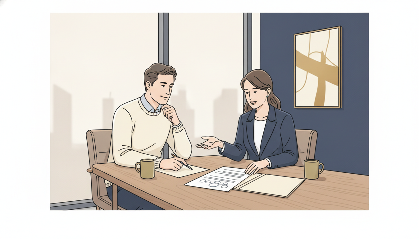 Attorney and plaintiff reviewing a litigation funding document together