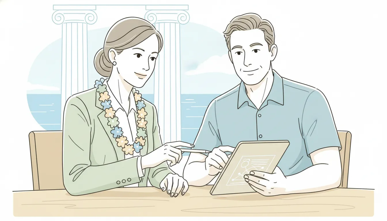 Hawaii plaintiff attorney and client reviewing funding terms