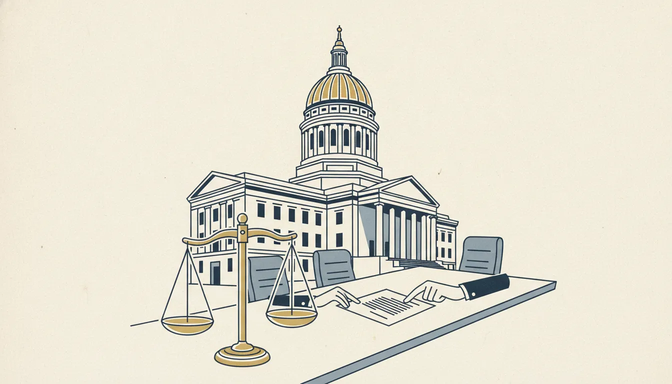 Ohio Statehouse and justice scale representing transparent litigation funding laws for attorneys