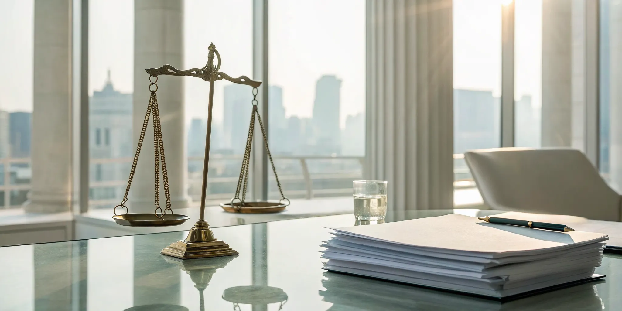 Scales of justice and legal documents for a lawsuit pre-settlement funding case.