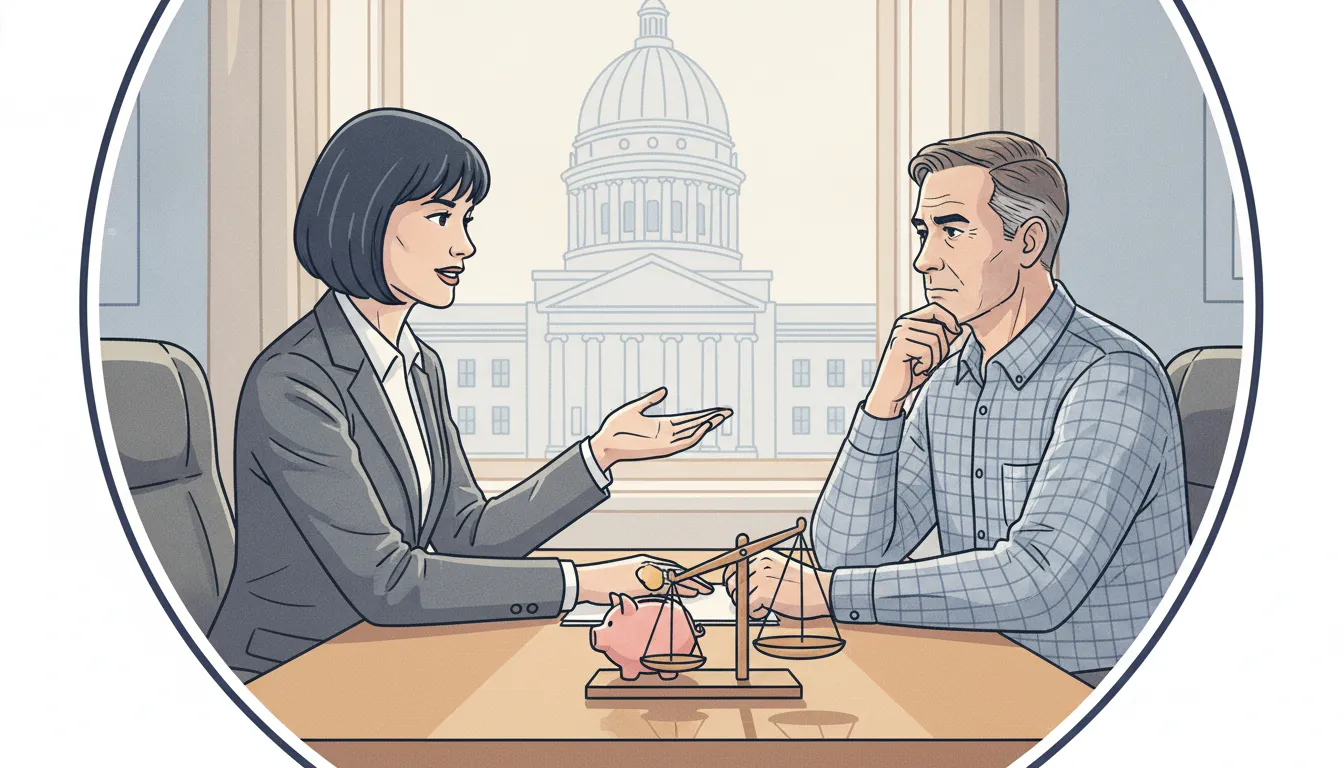 Iowa attorney and client discussing litigation funding options