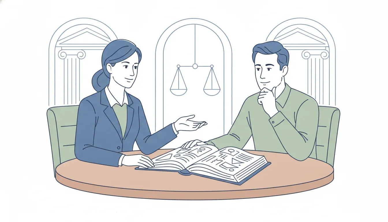 Kansas attorney and client reviewing litigation funding terms